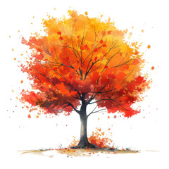 A vibrant autumn tree with fiery orange and red leaves, symbolizing beauty of fall. tree stands tall, evoking feelings of warmth and nostalgia. 