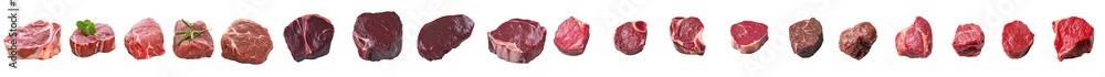Poster Full length side view of angus beef on a transparency background