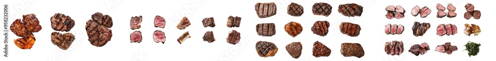 Poster full length top view of beef brisket on transparent background