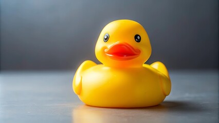 A close-up shot of a small yellow rubber duck