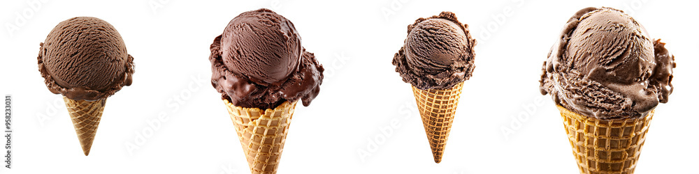 Poster an ice cream front view in full length on a transparency background