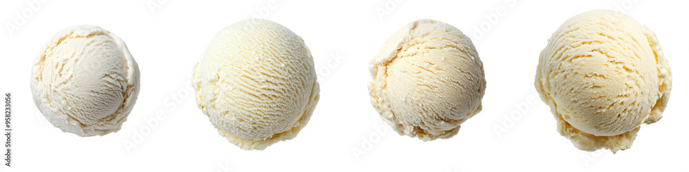 Poster a full-length picture of vanilla ice cream on a transparency background