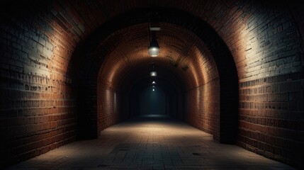 a Dark Brick Long tunnel with a light at the end