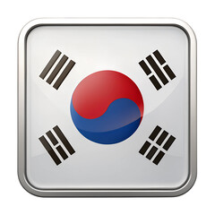 South Korea  flag in Rounded Square icon isolated on a transparent background