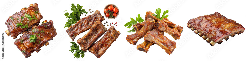 Poster transparency background with beef ribs at the top