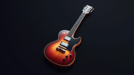 Electric Guitar with Sunburst Finish on Black Background