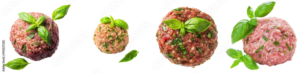 Poster full length ground pork side view on transparent background