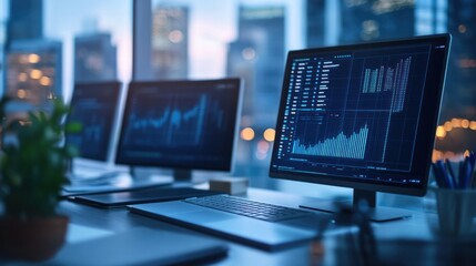 A forensic accounting office where professionals use digital forensics tools to analyze fraudulent transactions, screens displaying complex financial data, meticulous and focused setting