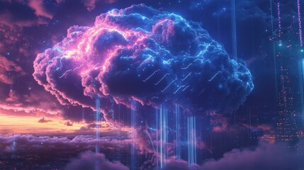 Obraz premium A futuristic concept of electrical load forecasting using big data and cloud computing,
