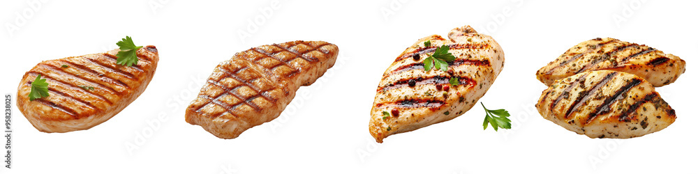 Aufkleber view of the side of the chicken breast from the front on a transparent background