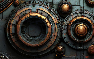 Fototapeta premium Layered, interconnected circles with varying sizes background