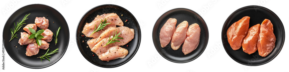 Poster top view of the chicken breast on a transparency background