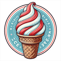 Tasty Ice Cream Cone with Pink Swirl – Vector Art