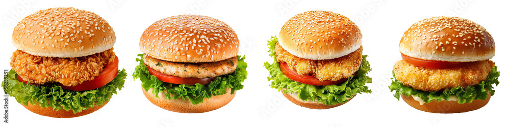 Poster burger top view full length on transparent background