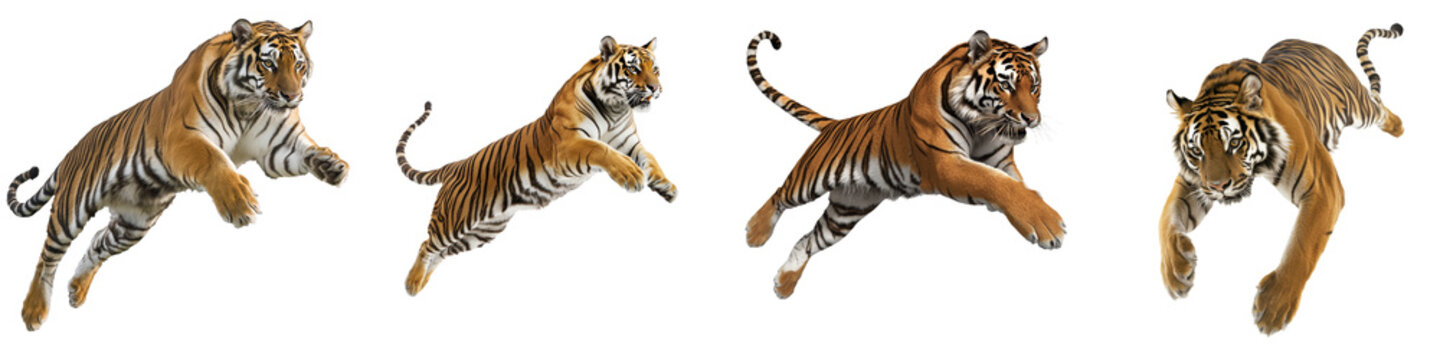 An attack by the royal tiger on a transparency background