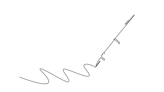 Animated self drawing of continuous line draw vintage or retro ballpoint. Pen logo icon. Back to school or college equipment stationery. Education learning concept. Full length single line animation