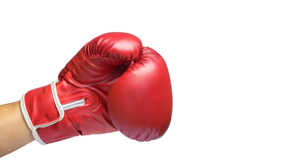 red boxing glove on hand isolated on transparent background, png boxing gloves