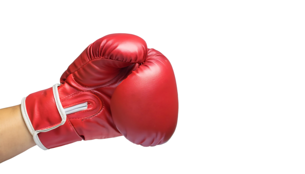 red boxing glove on hand isolated on transparent background, png boxing gloves