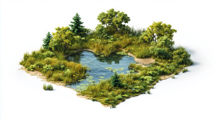 Green environment with ponds