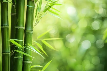 Green Bamboo Nature Background. Serene Botanical Garden in Japan