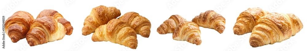 Poster transparent croissant macro on a realistic background