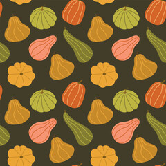 Pumpkin Seamless Pattern, Vector Seamless Pattern 