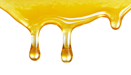 dripping golden honey isolated on transparent background, png honey dripping cutout