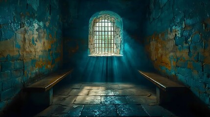 Obraz premium Light Beams Through Jail Cell Window