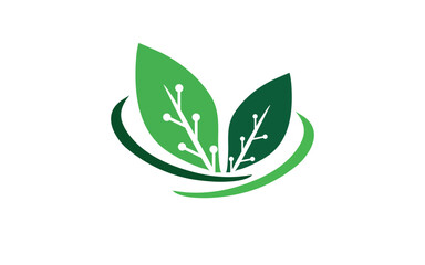 Green Leaf Technology Logo Design Vector