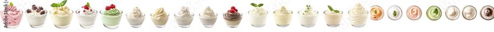 Poster this collection features a bowl of greek yogurt or sour cream on an isolate transparency background,