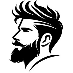 Silhouette of stylish men's haircut and beard