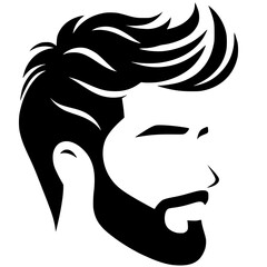 Silhouette of stylish men's haircut and beard