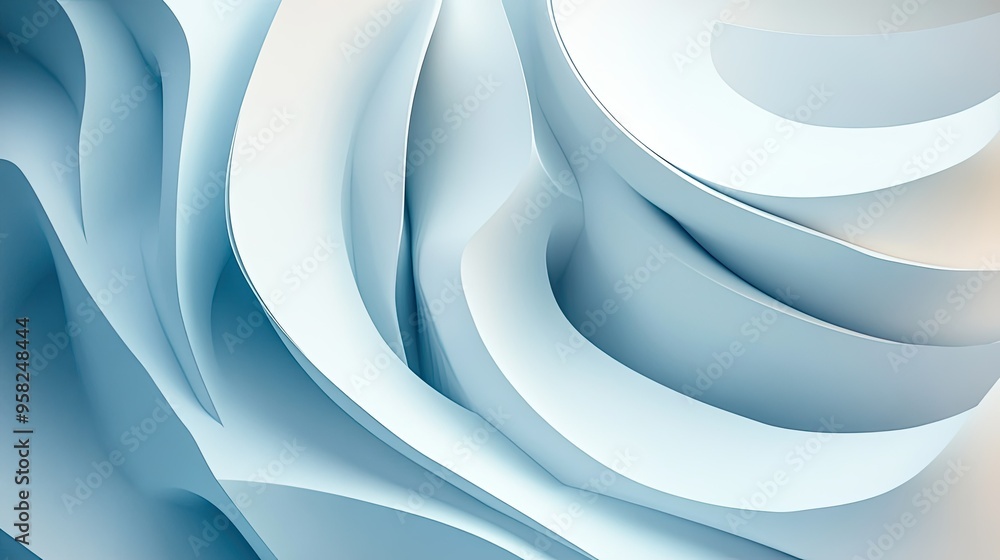 Fototapete abstract 3d digital background with layered geometric shapes. space for text or branding on the side
