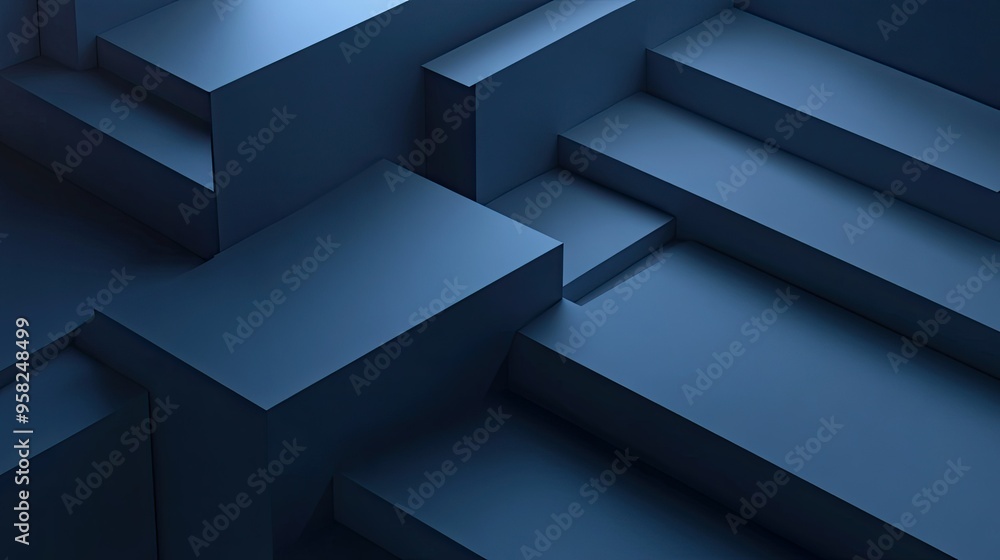 Fototapete abstract 3d digital background with layered geometric shapes. space for text or branding on the side
