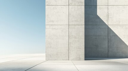 Obraz premium Abstract architectural design of a modern building wall, minimalistic with space for copy on the right.