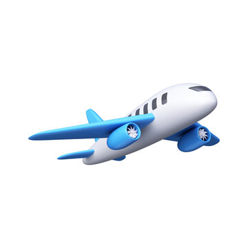 3d airplane icon in cartoon style.