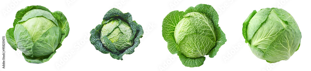 Aufkleber an isolated cabbage on a white background, clipped with a path, with full depth of field