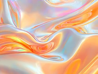 Abstract Holographic Background, silver and orange hologram colors