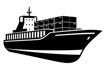 Fototapeta premium Cargo and passenger vessels icon set. Cargo and passenger ships silhouette on white. Vector illustration