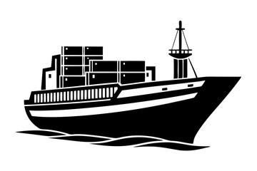 Obraz premium Cargo and passenger vessels icon set. Cargo and passenger ships silhouette on white. Vector illustration