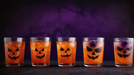 Fototapeta premium Halloween themed drink, mysterious purple background
