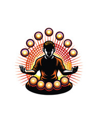 A person playing music by tapping glowing orbs.