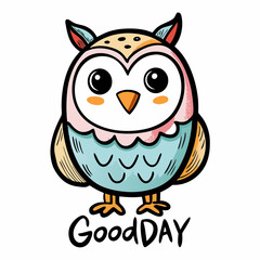 Obraz premium Baby owl bird charactor watercolour drawing