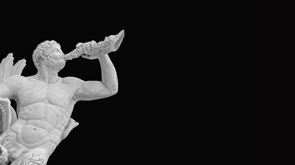 Classical mythology. A Triton blowing a conch shell, from old baroque fountain completed in 1823 in...