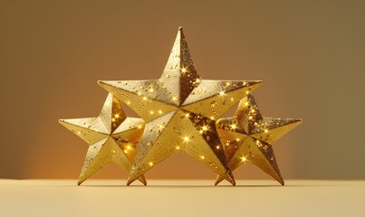 Gold winners award with three stars. 