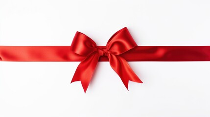 Luxurious red color ribbon isolated on white background