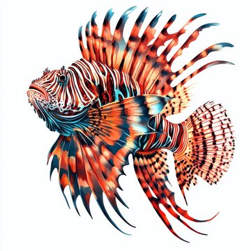 colorful lionfish swimming, vibrant aquatic art clip art preview