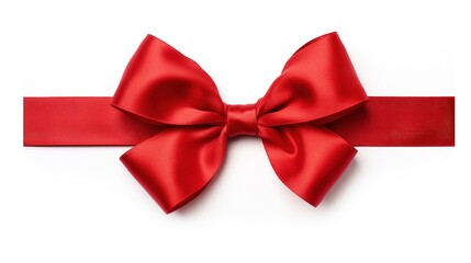 Luxurious red color ribbon isolated on white background