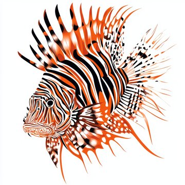 orange striped lionfish profile view clip art preview