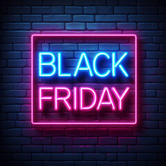 Fototapeta premium neon sign with Black Friday text on the wall